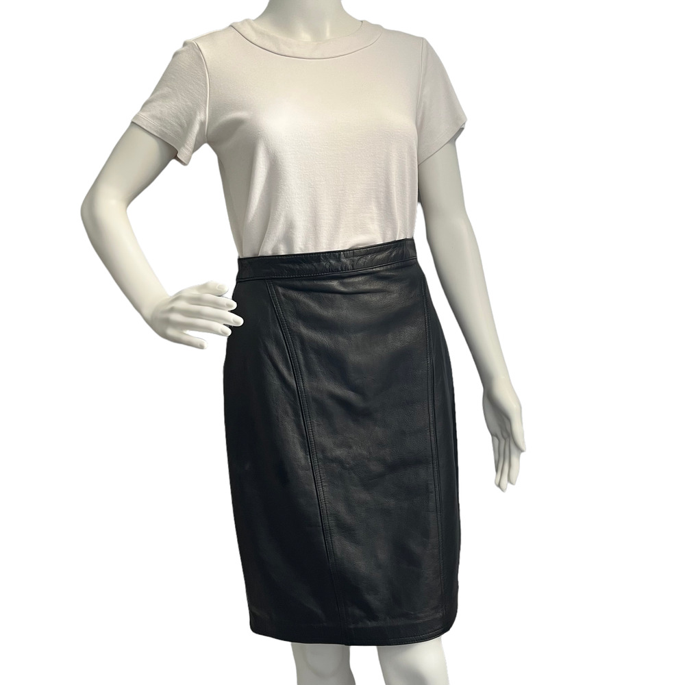Vintage Black Leather Pencil skirt Women Size Small/Extra Small